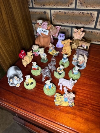 Assortment of mostly pig figurines