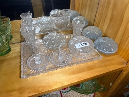Ring set of cut glass/Crystal dishes ring holders etc
