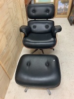 Retro Mid Century Eames Style Lounge Chair + Ottoman - 4