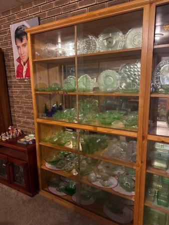 Large pine display cabinet with glass sliding doors (QTY CHOICE 203, 204)