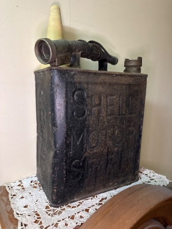 Shell Motor Spirit running board fuel can