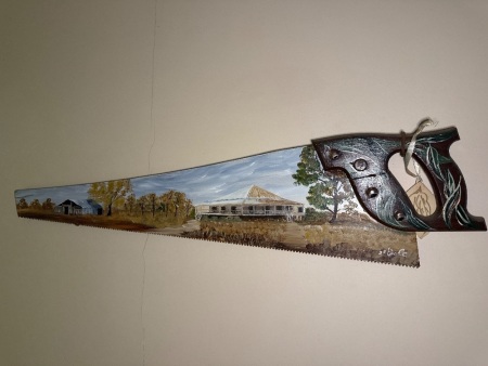 Hand saw with original artwork by Shirley a Cole