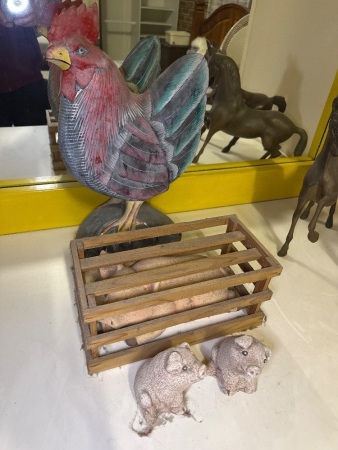 Pig and Chicken figurines/statues