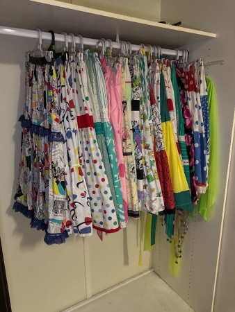 Large lot of assorted dress up skirt possibly hand sewn