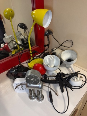 Assorted lamps and clocks
