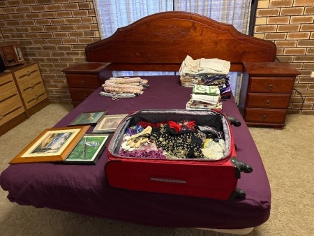 Wooden double bed ensemble