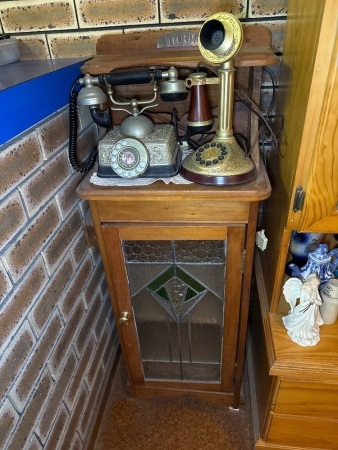 Vintage telephone cabinet with Leadlight panel door