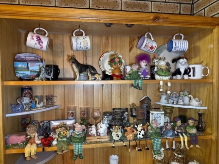 Two shelves of assorted items