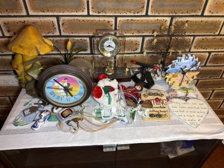 Shelf of assorted items