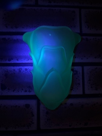 Art deco green uranium/glow glass wall vase