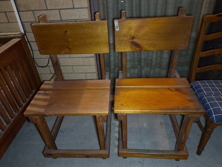 2 heavy pine chairs