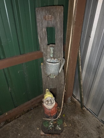 Decorative piece made from fence post tap etc