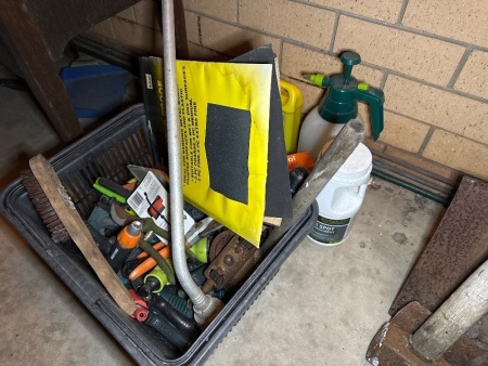 Hose fittings, sprayers, garden chemicals etc.