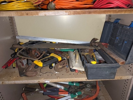 Shelf lot of various tools