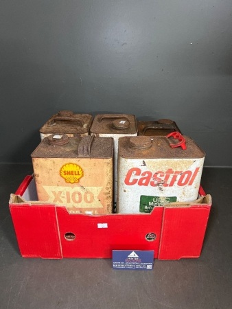 5 x Vintage Oil Tins
