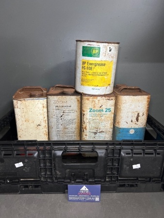 5 x Vintage Oil Tins