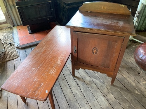 Antique Music / Pot Cupboard + Mid Century Coffee Table