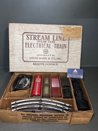 Streamlined Steam Type Electric Train in Original Box - Made in USA by Louis Marx inc.