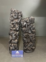 2 x Traditional Tree of Life Unmarked Totem Sculptures
