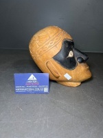 Indonesian Hand-Carved Wooden Head Sculpture - 2