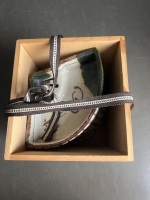 Oribe Ware Japanese Fan-Shaped Bowl Set of 5 - 4