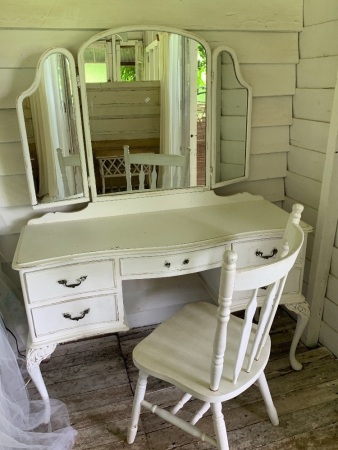 Shabby Queen Anne Style Dresser & Chair