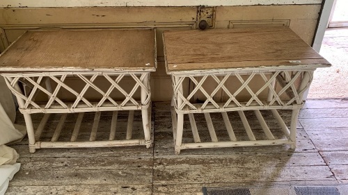 Pair of Vintage Cane Side Tables