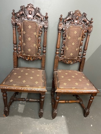 Pair of Antique Heavily Carved Chairs