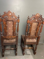 Pair of Antique Heavily Carved Chairs - 3