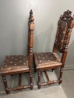 Pair of Antique Heavily Carved Chairs - 4