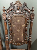 Pair of Antique Heavily Carved Chairs - 5