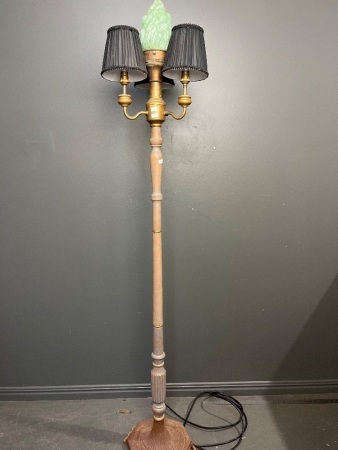 Art Deco Floor Lamp with Flame Glass Centre Shades