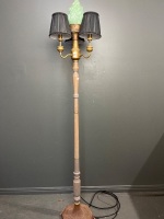 Art Deco Floor Lamp with Flame Glass Centre Shades