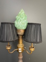 Art Deco Floor Lamp with Flame Glass Centre Shades - 2