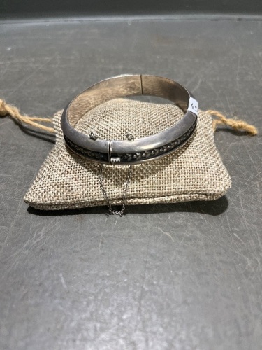 Antique Silver Bangle - Marked
