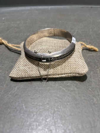 Antique Silver Bangle - Marked