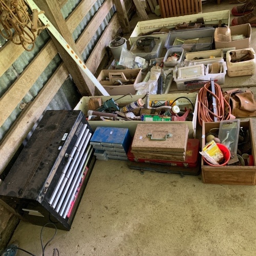 Asstd Lot of Toolboxes, Tools & Hardware