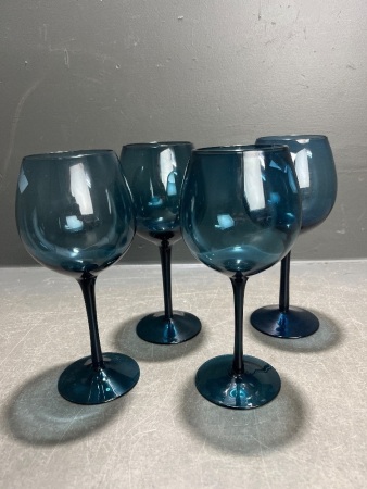 4 x Blue Wine Goblets