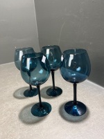 4 x Blue Wine Goblets - 2