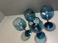 4 x Blue Wine Goblets - 4