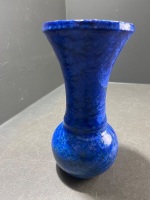 Blue Glazed Pottery Vase Signed - 3