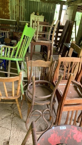 Asstd Lot of Vintage Chairs , Table & Trolley