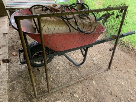 Wheelbarrow, Sprayer Unit & Vintage Gate