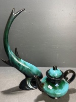 Blue Mountain Pottery Teapot including Fish Sculpture - 4