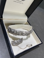 German Made Sterling Silver Bracelet and Brooch - 3