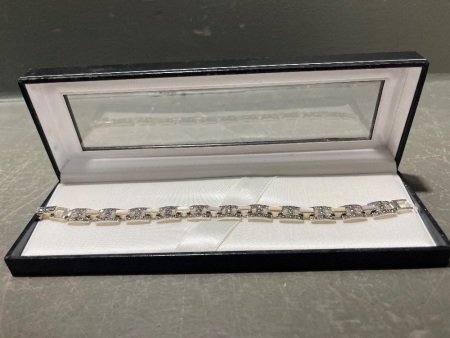 Vintage Sterling Silver Marcasite Ladies Bracelet Stamped 925