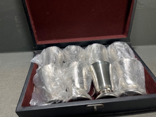 As New Silver Plated Unicorn Brand Beer Mugs