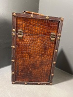 Cane Basket with Picnic Set and Snakeskin Design Wooden Wine Carrier - 6