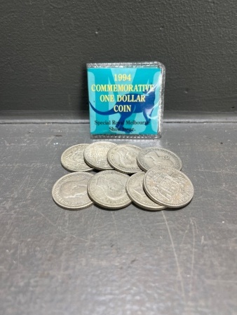 8 x Florin and 1 x 1994 One Dollar AUS Coin
