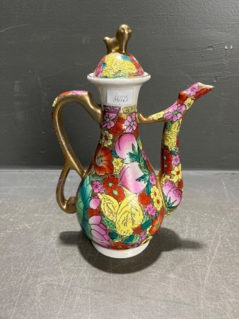 Vintage Chinese Hand Painted Teapot or Wine Ewer